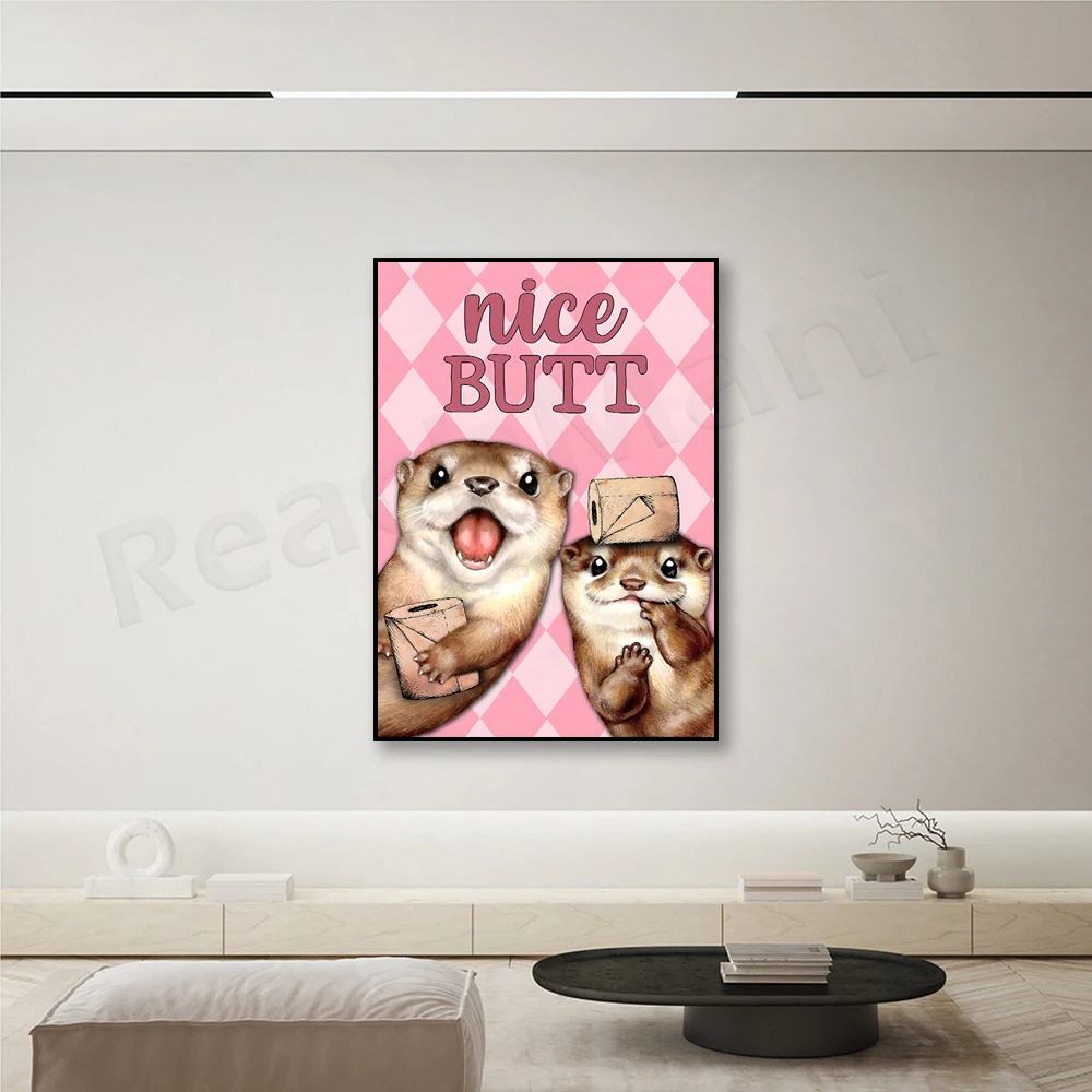 Otter Nice Butt Poster, Otter With Toilet Paper Poster, Funny Bathroom Decor, Funny Otter Bathroom Print, Otter Valentine's Gift