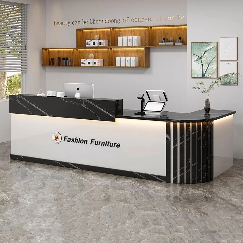 

Modern Cashier Reception Desk Counter Aesthetic Nordic Storage Luxury Reception Desk Counter Beauty Office Commercial Furniture