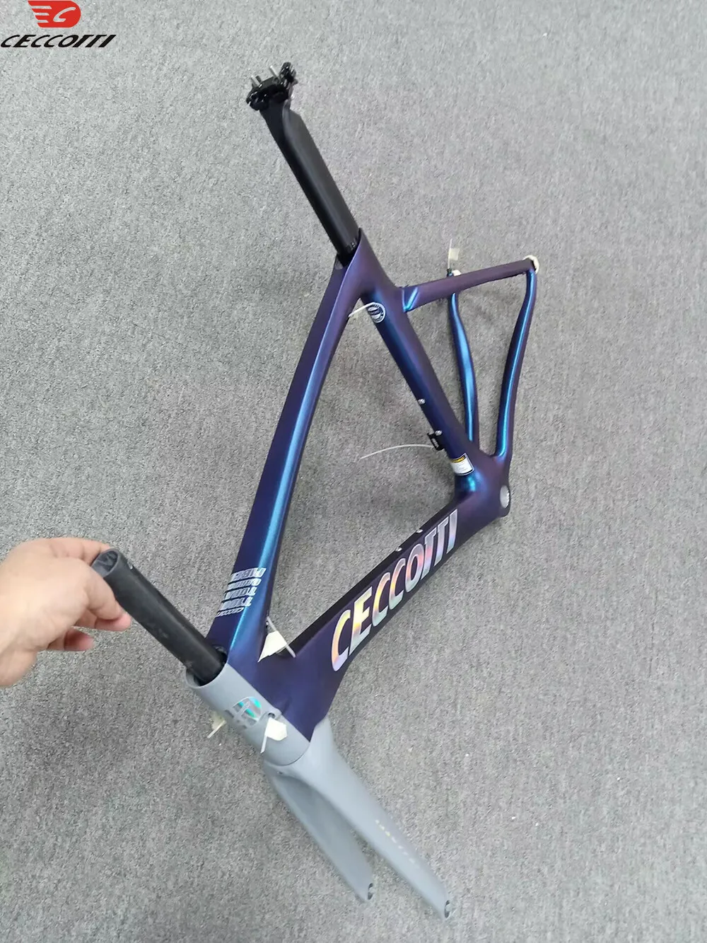 Ceccotti Factory Road Bike Frame fit Max 700*28C tires V Brake Bicycle Frameset available   DIY color  Carbon Frame