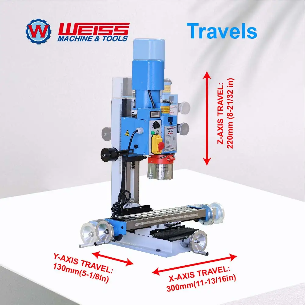 ماكينة طحن WEISS VM13L ماكينة حفر طحن سطح الطاولة متغيرة 100-2500 دورة في الدقيقة 750 وات مثقاب مطحنة بدون فرش