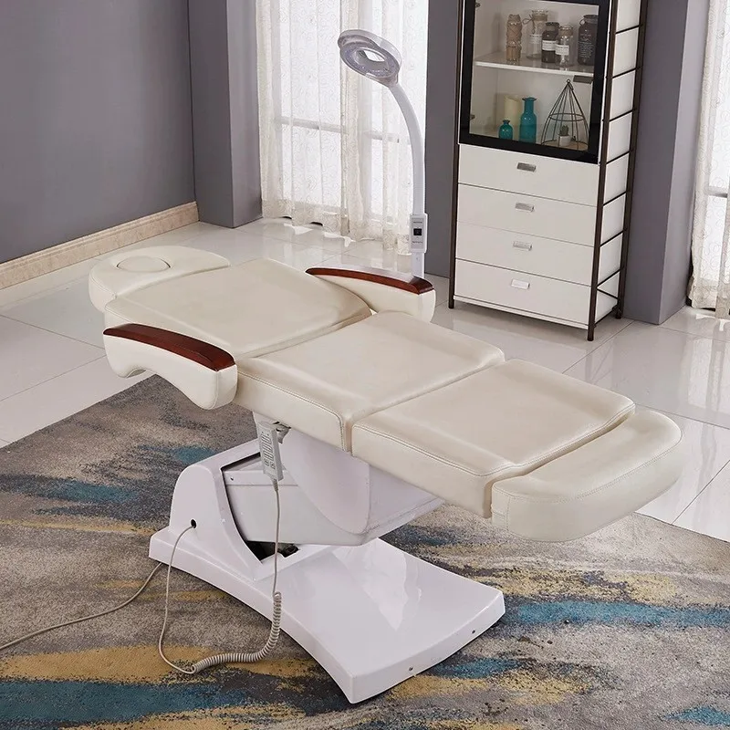 Electric Beauty Bed with Wooden Armrest, Beauty Salon Bed, Dental Bed, Body Massage & Eyebrow Tattoo Bed