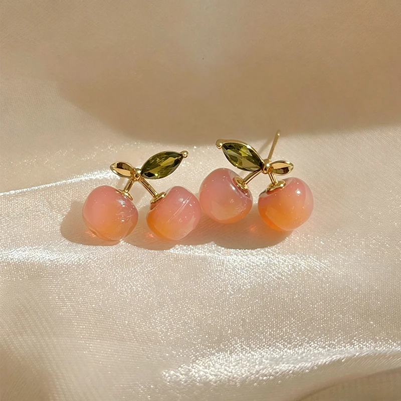 Süße Rosa Kirsch-Ohrstecker für Frauen und Junge Mädchen 2026 Design-Sensation Sommer Luxus-Accessoires Ungewöhnlicher Ohrschmuck – Detail 3