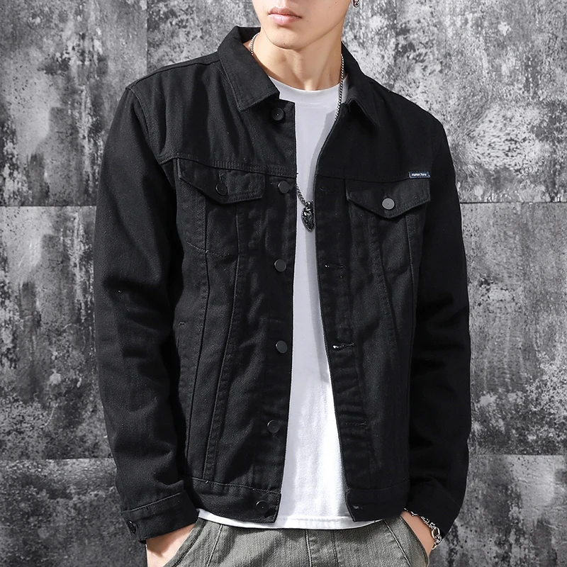 

Retro Japanese Sle Pure Cotton Men's Workwear Denim Jaet Durable Windproof Long Sve Coat for Youth Spring Autumn