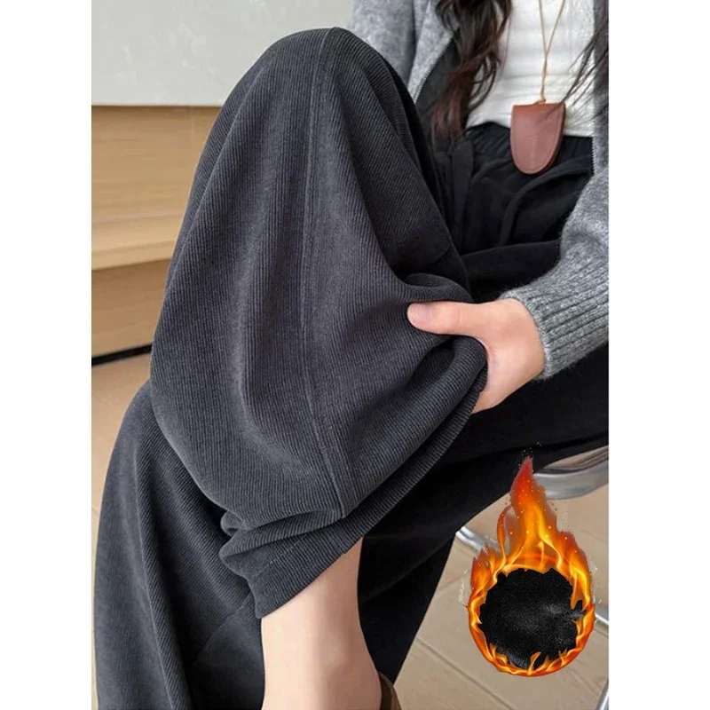 Winter-Jogginghose für Mädchen aus dünnem Fleece, modische, warme Plüsch-Freizeithose für Damen, hohe Taille, thermische Sweatpants für Mädchen – Detail 28