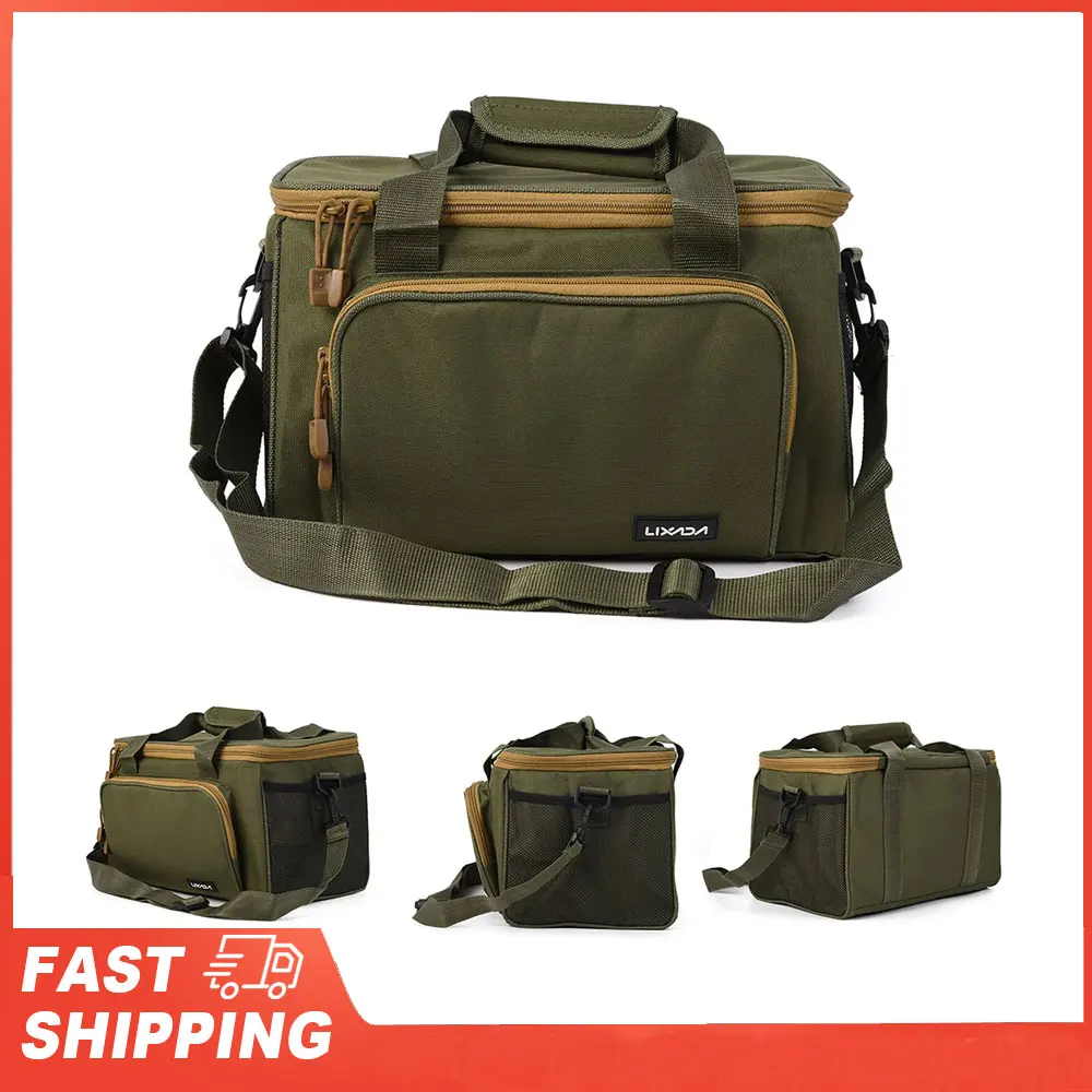 

Lixada Portable Multifunctional Canvas Fishing Shoulder Bag Fishing Tackle Bag Pack Fishing Lure Reel Bag Pouch Tools Handbag