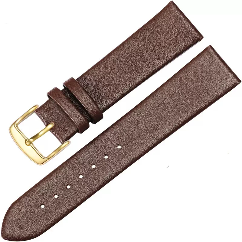 Calfskin Leather Watchband Soft Material Watch Band Wrist Strap gold clasp brown 20mm 22mm With Silver Stainless Steel Buckl