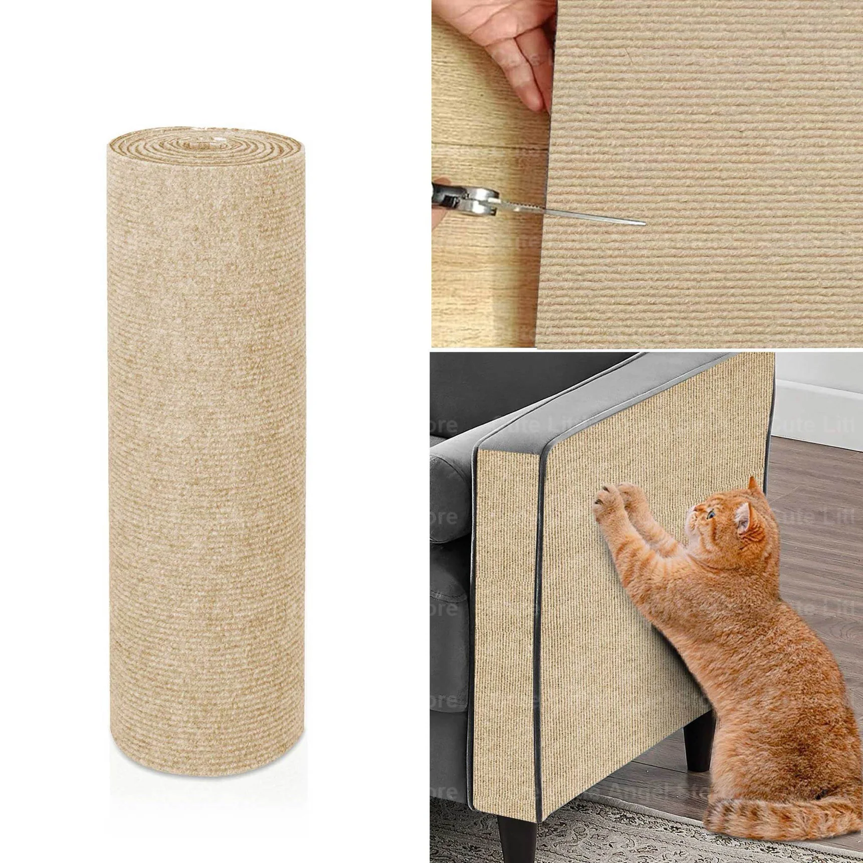 NONE Selbstklebende Katzenkratzmatte, langlebiger Sisal-Möbelschutz, DIY, anpassbare Katzenkratzunterlage für Couch, Sofa 8