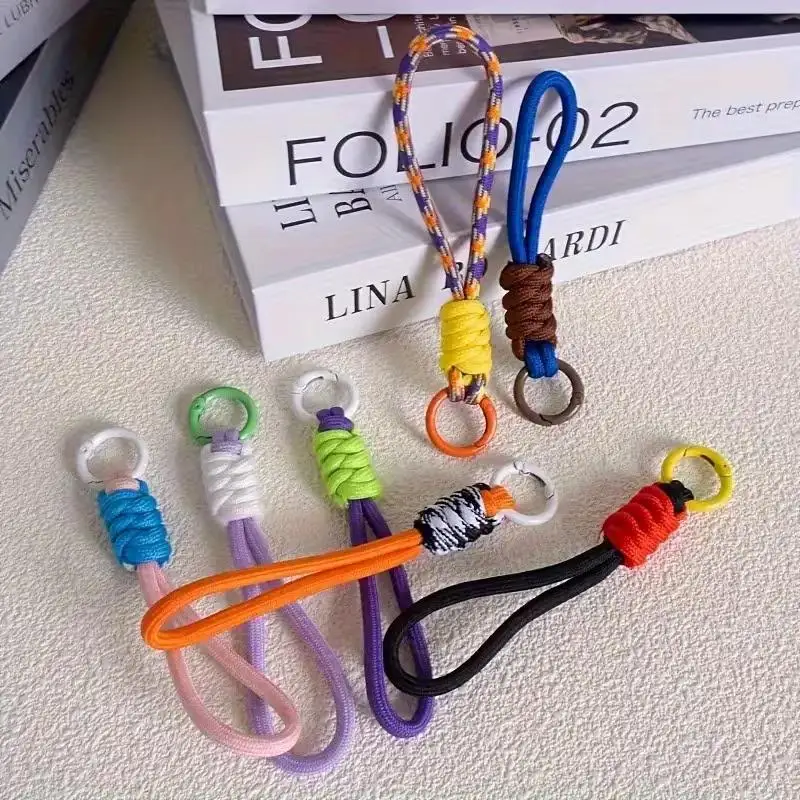 2/10 llaveros tejidos coloridos aleatorios – Cordones duraderos para teléfonos, llaves, tazas, idea de regalo creativa