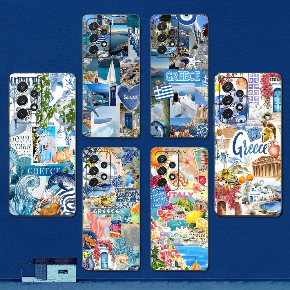 

Greek Aegean Sea Art Phone Case For Samsung S22,S21,S20,S10,S9,S25,S24,S23,Ultra,FE,Plus,Lite,Soft Silicone Black Cover
