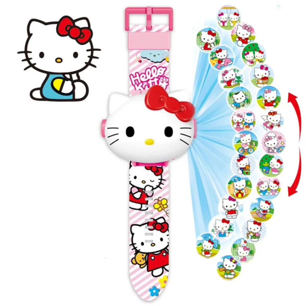 3D Projection Digital Watch Cinnamoroll Hello Kitty Kuromi Melody Anime Figures Cartoon Cute Toy Gifts for Girls Children