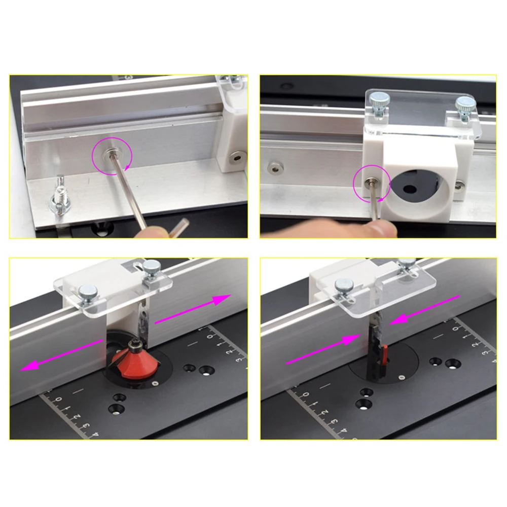 Aluminum Router Table Insert Plate W/ Miter Gauge Guide and Bracket for Woodworking Benches Table Saw Trimming Engraving Machine