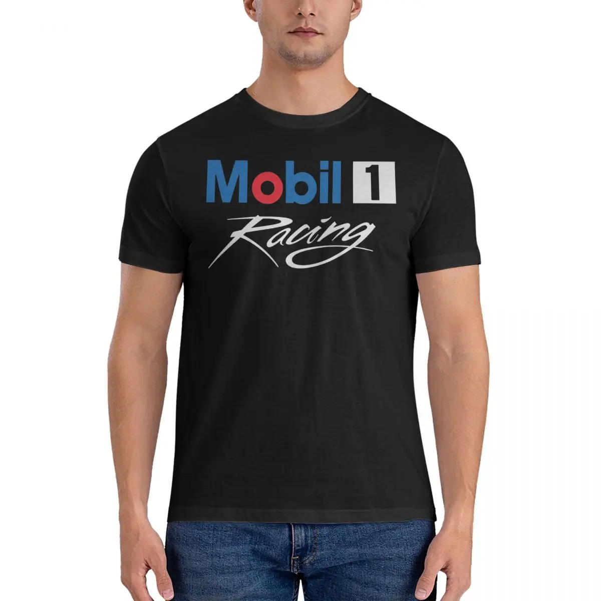 Men 1 Racing T Shirts Mobil Oil Cotton Tops Funny Short Sleeve O Neck Tees New Arrival T-Shirts