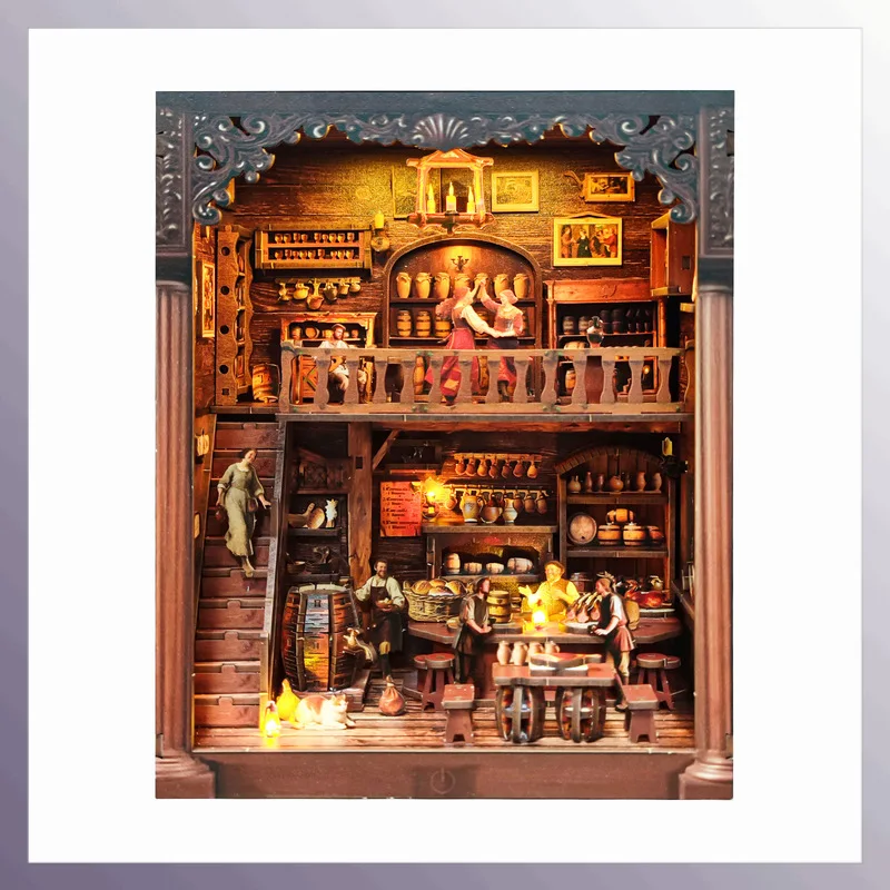 

Diy деревянная 3d миниатюрная сцена модель подставки для книг ручная работа винтажный дом Publik дом развивающая головоломка кукольный дом аксессуары