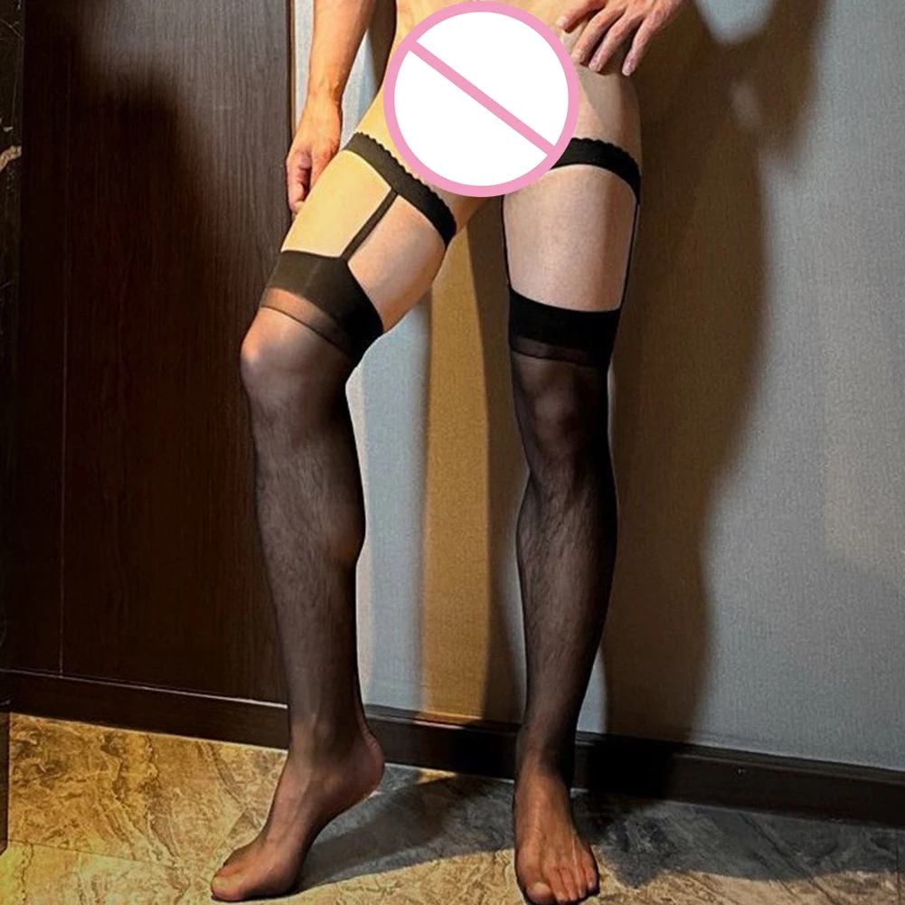 

Socks Men Stocking Black Breathable Casual Size Leotard Mesh Nightclub Polyester See Through Sexy Slimming