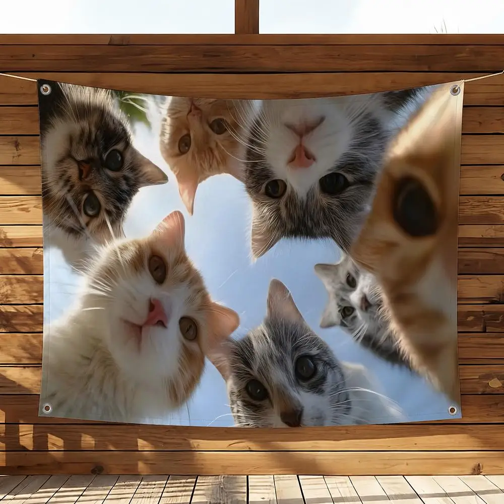 Meme Cool Silly Cat Meme Flaggen Heim- und Gartendekoration Banner - Innen- und Außenwandhängende Flagge – Detail 12