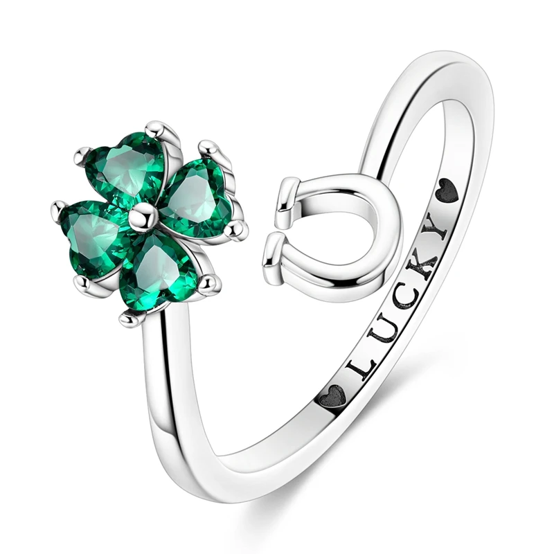 Women's Clover Adjustable Ring, Hummingbird Design Gift
