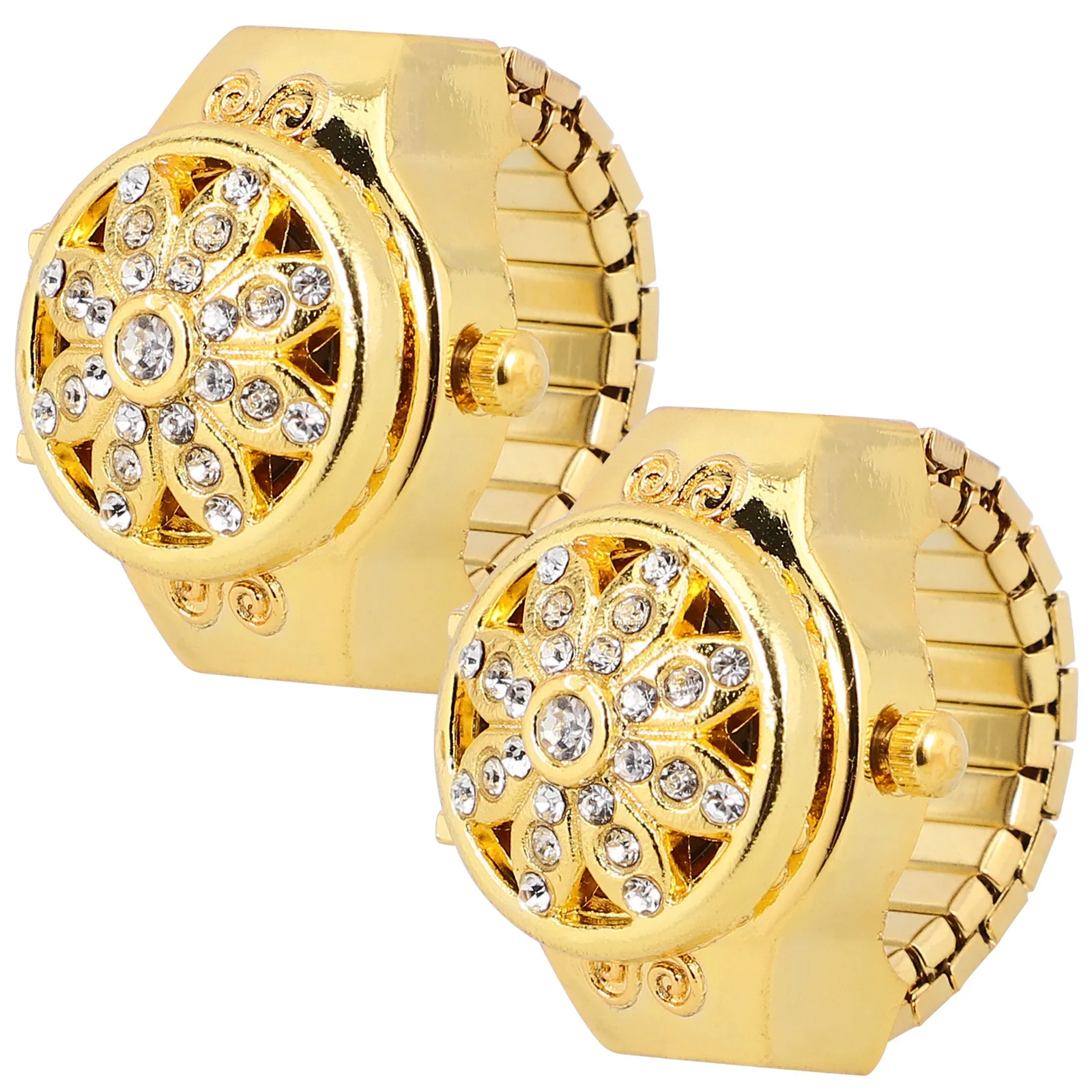 

2pcs Electronic Digital Ring Watch Fashion Chic Decorative Jewelry For Women Casual Timepiece Accessory