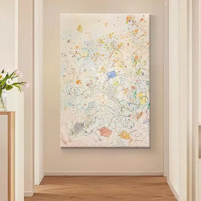 

Warm Color Abstract Cream Style Flower Hand Drawn Oil Painting Living Home Decoration Bedroom Dining Room Living Room And Sofa M