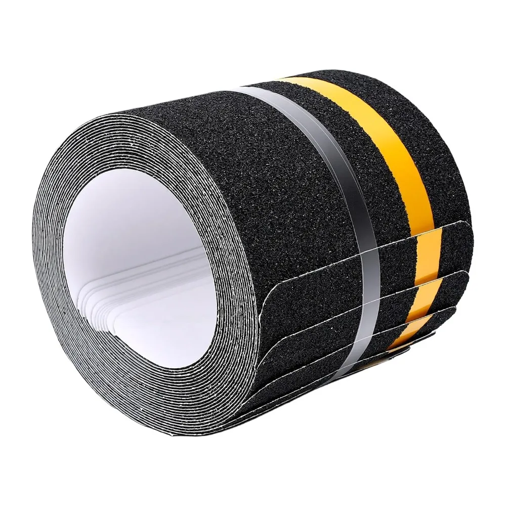 10 PCS PVC Anti Slip Stair Treads 60 Grit Reflective Non Skid Tape Black Adhesive Backing Adhesive Grip Pads Home Safety