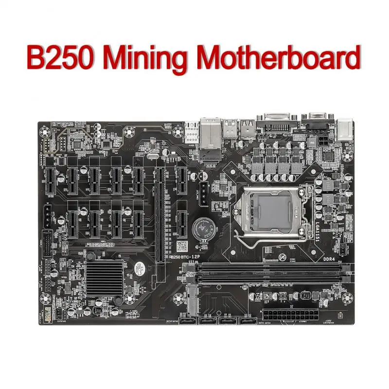 

B75 B250C Mining Motherboard 12 USB 3.0 To PCIe XI-E 16X Graphics Card LGA 1151 DDR4 SATA Bitcoin BTC ETH Miner Mainboard