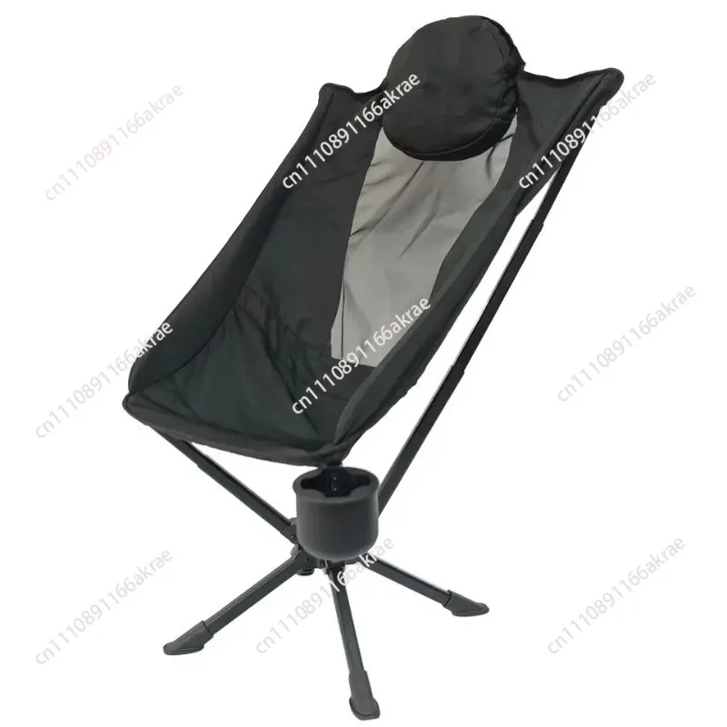 High Back Rotating Umbrella Chair Lightweight Aluminum Alloy Installation-Free Folding Chair with Pillow for Fishing Outdoor