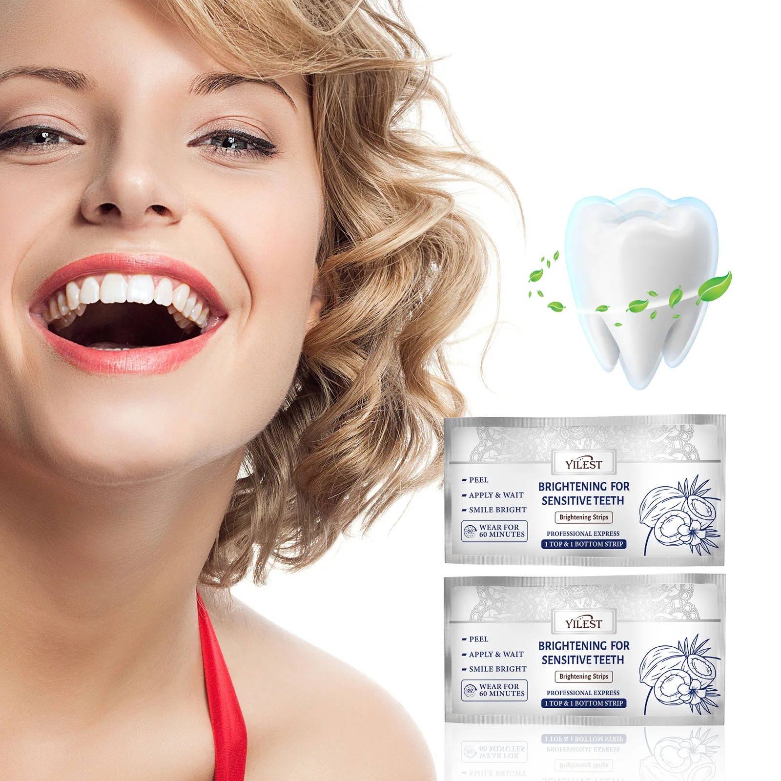 YILEST 14Pcs 치아 미백 스트립 - 민감한 치아에 부드럽고 밝게, 지저분함 없음 건조 스트립 기술, 노란색 얼룩과 싸움