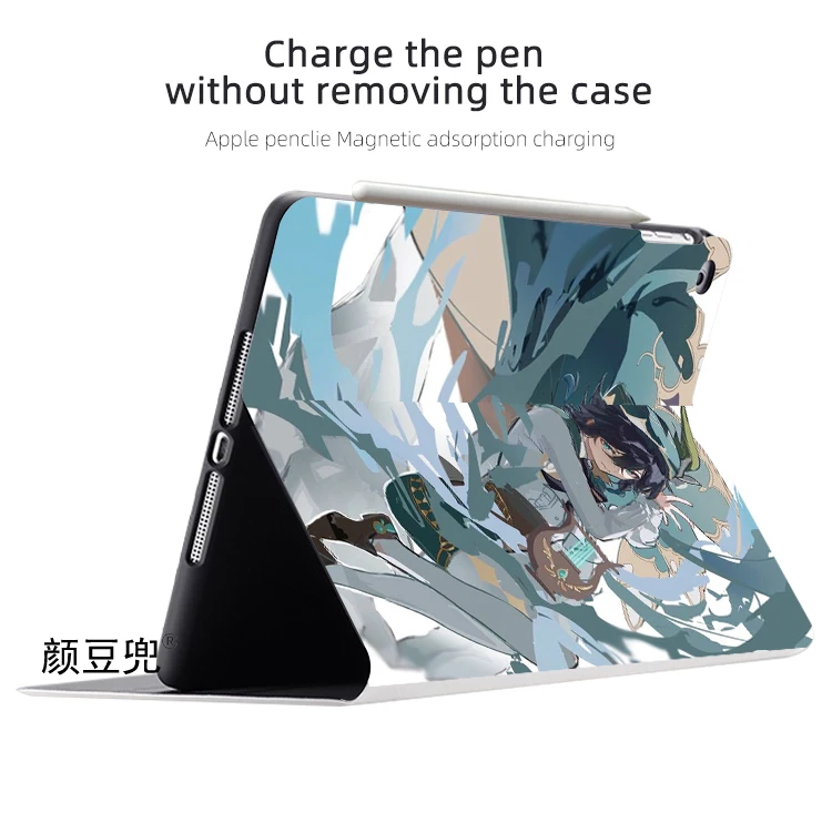 Barbatos anime genshin impacto caso para ipad ar 4 5 10.9 mini 5 6 para 2022 12.9 caso de luxo silicone para ipad ar 4 5 10.9 polegada