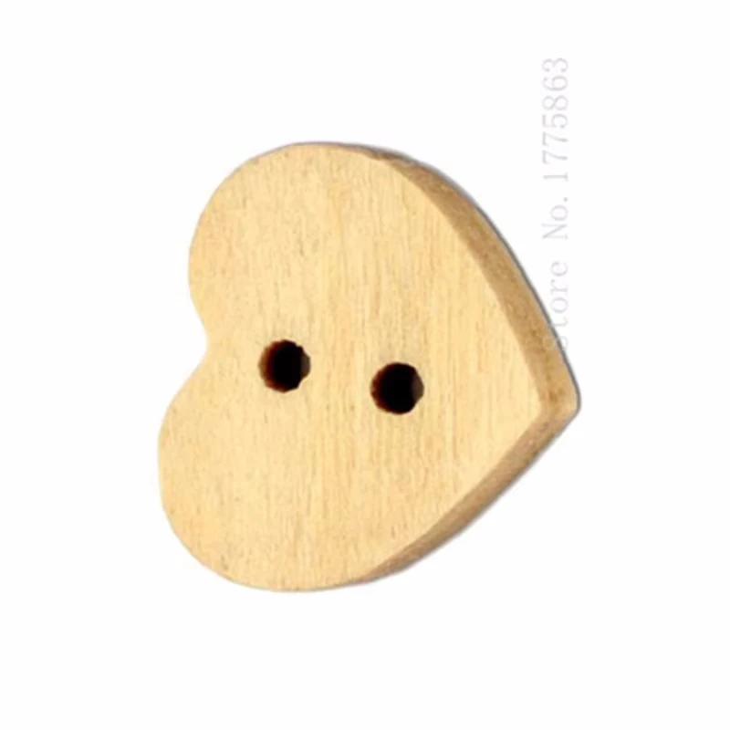 50 Pcs 13x11mm 2 Holes Heart Wooden Buttons, for Sewing, Scrapbooking, Embelishments, Crafts, 7NK46
