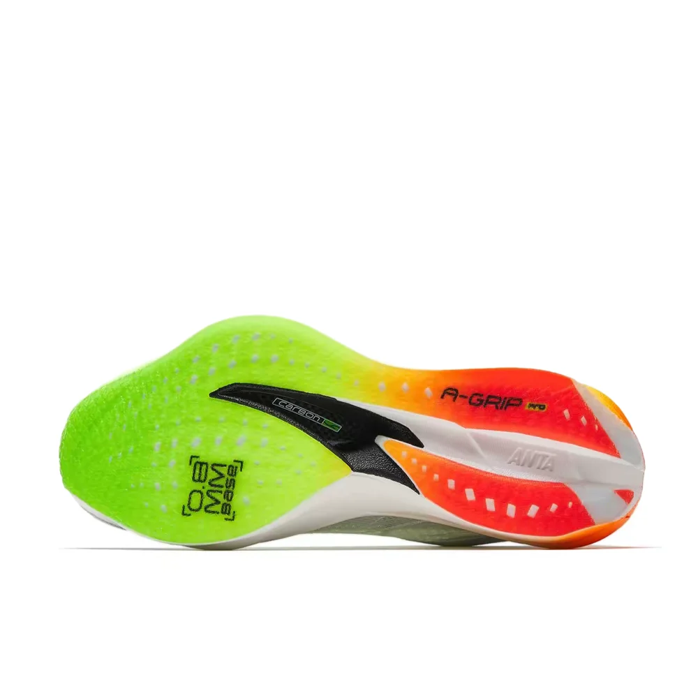 Anta C202 6.0 PRO Comfortable Fabric and Rubber Low-Top Running Shoes for Men, Gray, Green, and Yellow, 112615576R-4