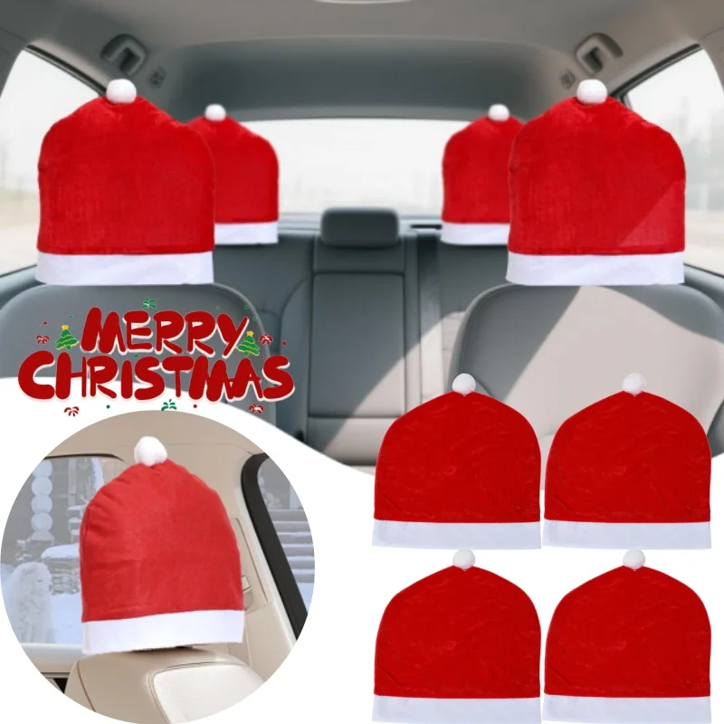 

Рождественская шляпа, автомобильная наволочка, удобная мягкая автомобильная подушка, рождественская шапка, классические рождественские украшения для авто, реквизит для внутренней атмосферы