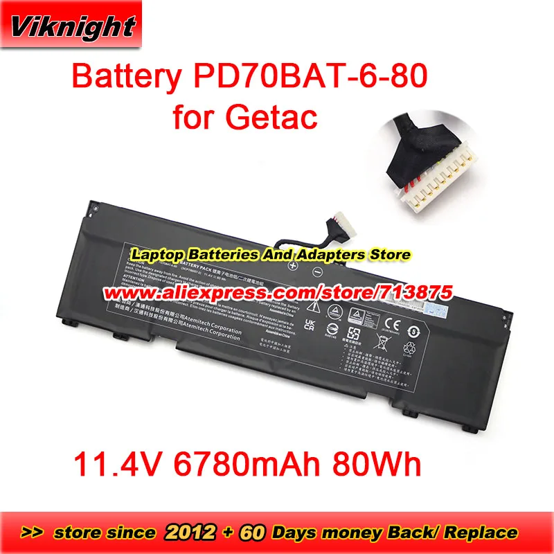 

Genuine PD70BAT-6-80 Battery for Getac 6-87-PD70S-82B00 for Schenker: XMG Pro 17 E22 Battery Li-ion 11.4V 80Wh