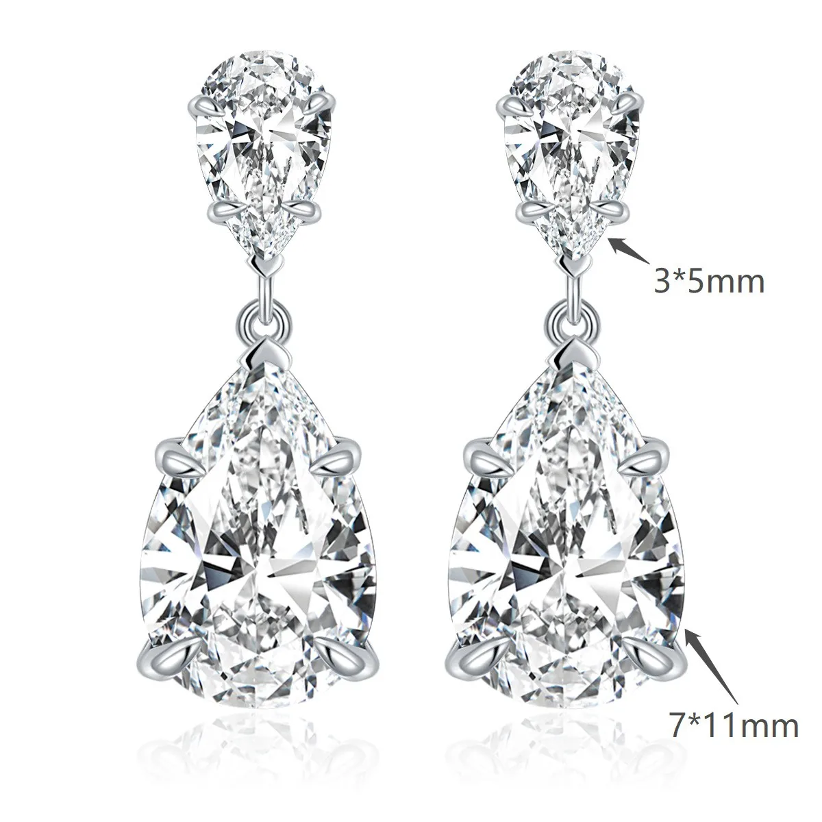 E3-0054 Lefei Fashion Trendy Classic Luxury Moissanite7x11mm Design Waterdrop Earrings Charm Women Silver 925 Party Jewelry Gift