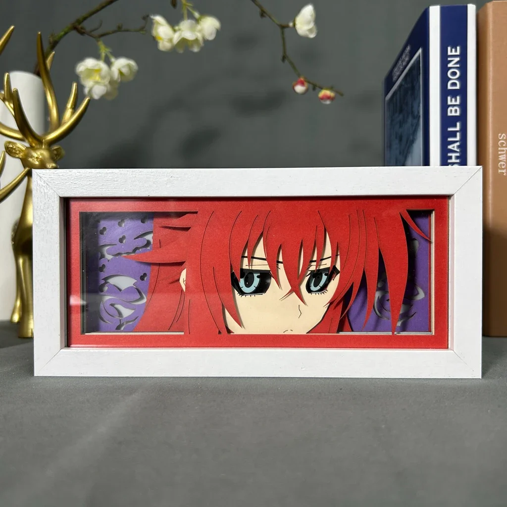 Rias Gremory Led Anime Light Box For Bedroom Decoration Paper Cut Shadow Box Birthday Gift Bedside Night Lamp Christmas Gift