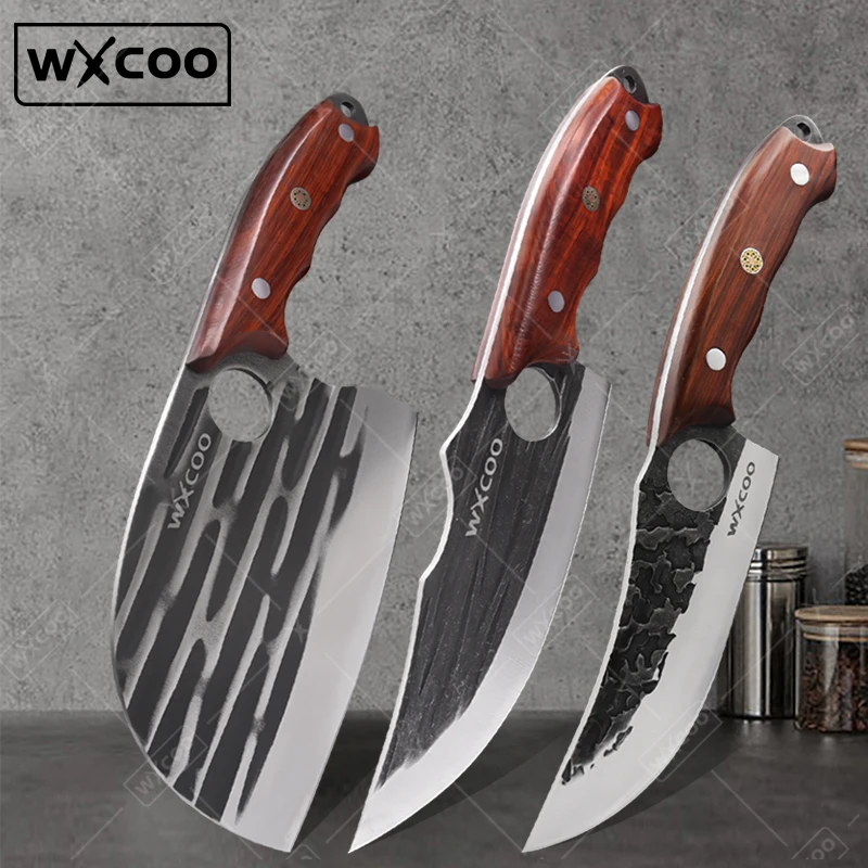 

WXCOO Stainless Steel Kitchen Chef Knife Forged Butcher Knife Sharp Meat Butcher Cleaver Slicing Kitchen Vegetable Fruit Knives