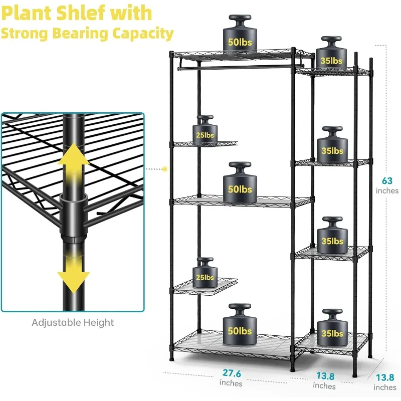 Plant rack, 78W T5 full spectrum growth lamp, color changing plant lamp with timer, suitable for indoor and outdoor use