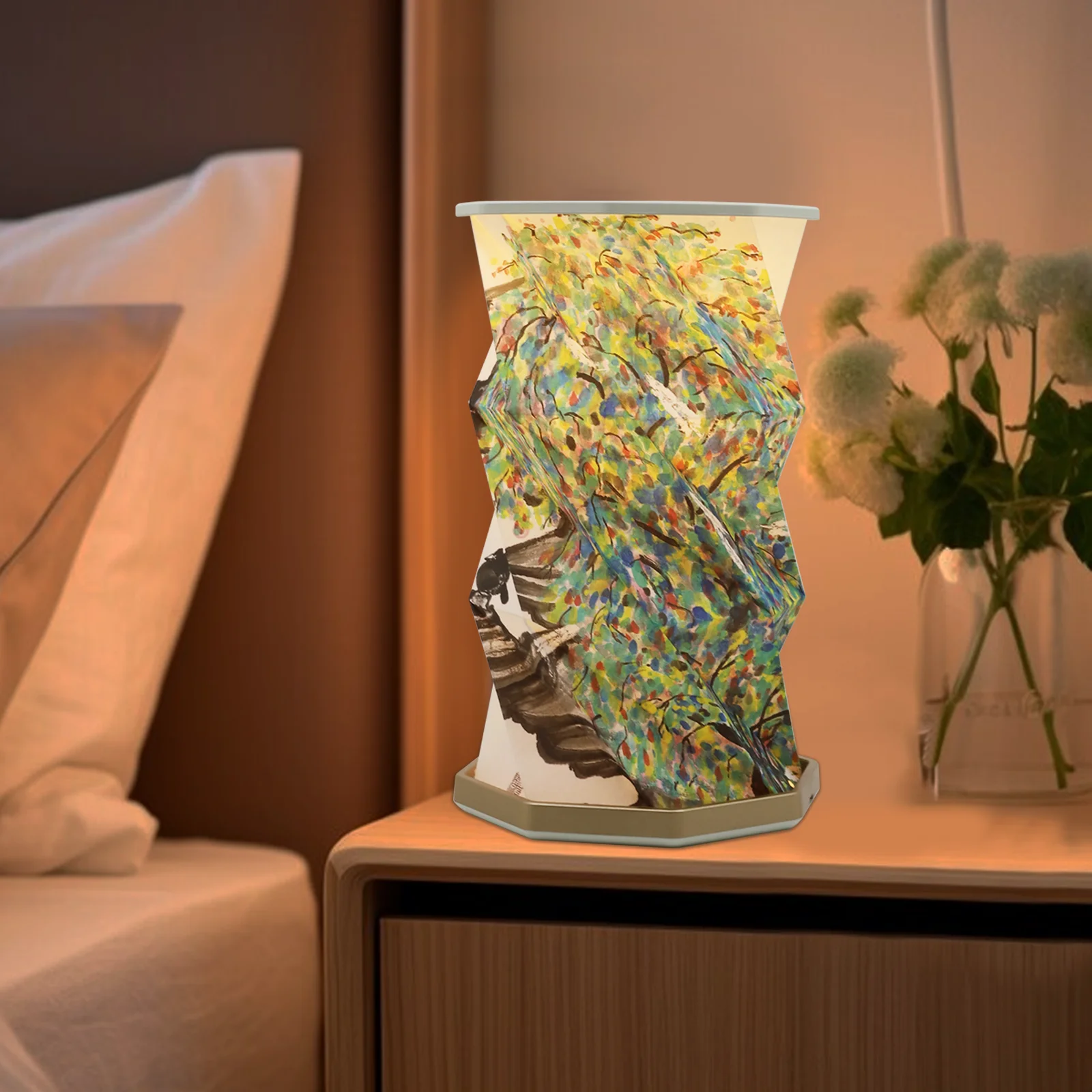 USB Rechargeable Portable Foldable Paper Lamp Lantern Night Lights Adjustable Brightness Lights Artworks By Zhou Yiwen