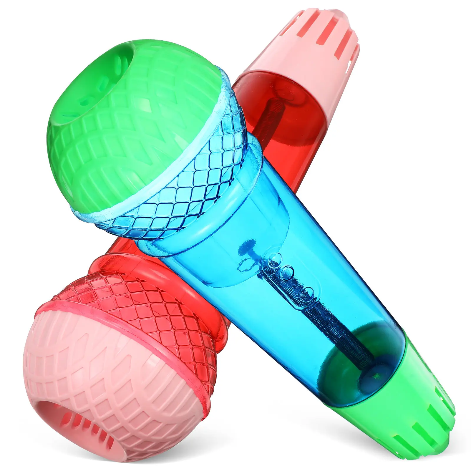 

2Pcs Echo Microphone Prop Set for Kids Realistic Spring Sound Effect Lightweight Portable Retro Vintage Style Playtime Karaoke