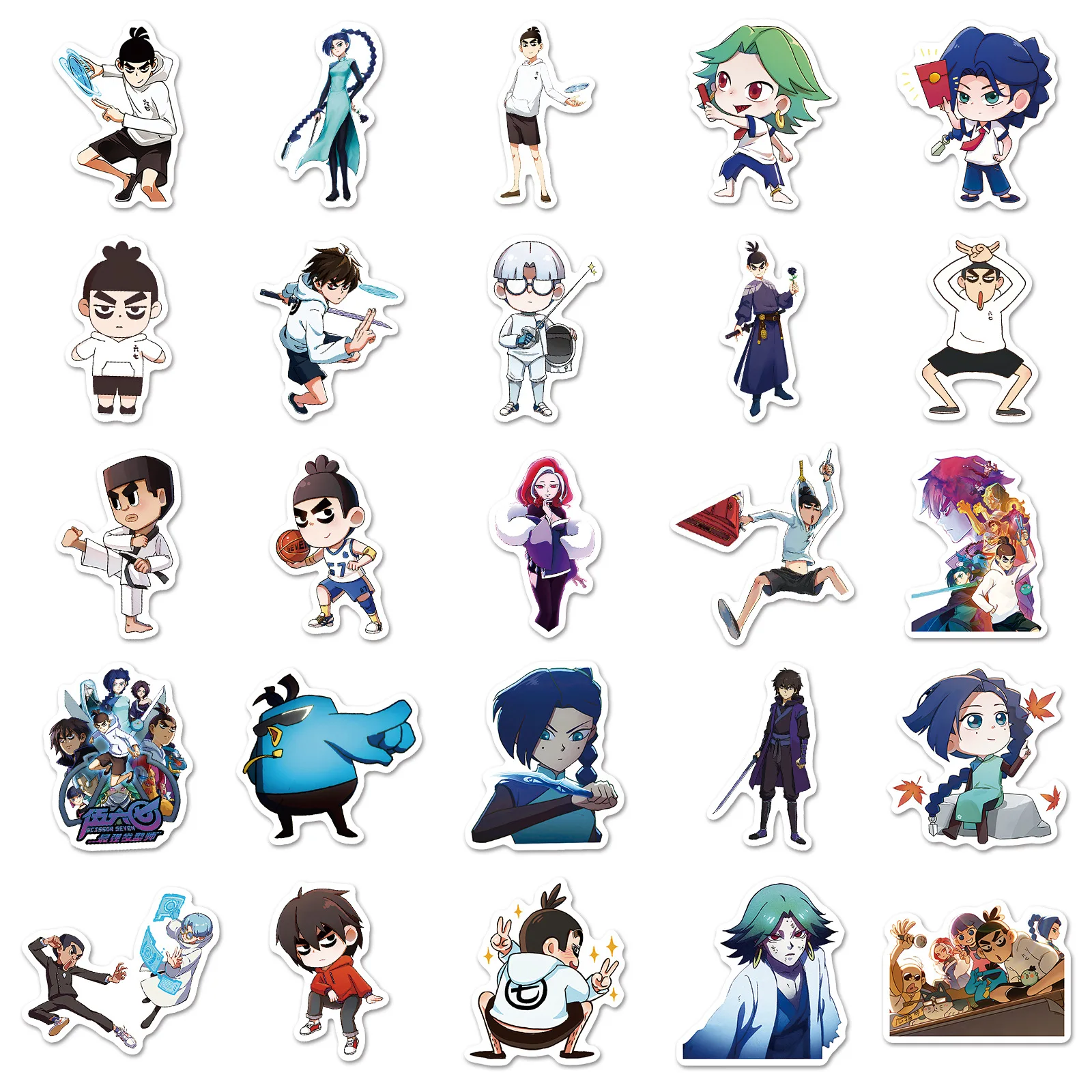 50 قطعة مقص الرسوم المتحركة الكرتونية سبعة ملصقات شخصية باردة متعة الزخرفية دفتر سكيت الكتابة على الجدران صائق لعبة أطفال