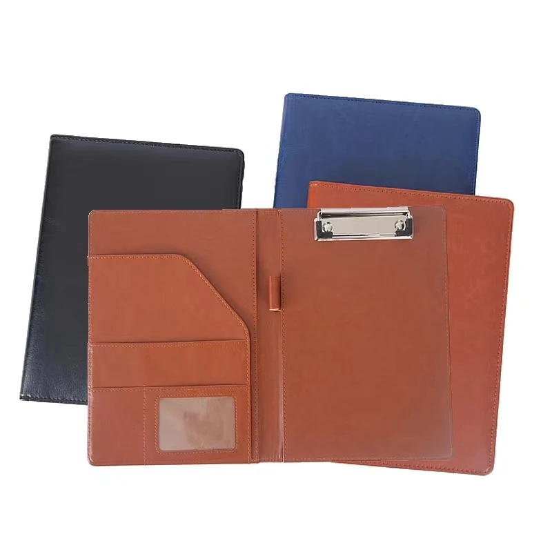 7*9.37in PU Leather A5 / A4 Clipboard Clip File Folder Document Bag Business Meeting Contract Clamp Pad Office School Supply