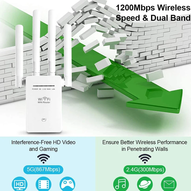 5g wifi repetidor de longa distância wi-fi amplificador 1200mbps wi fi extensor sinal rede sem fio wi-fi booster 5ghz wi fi ponto acesso