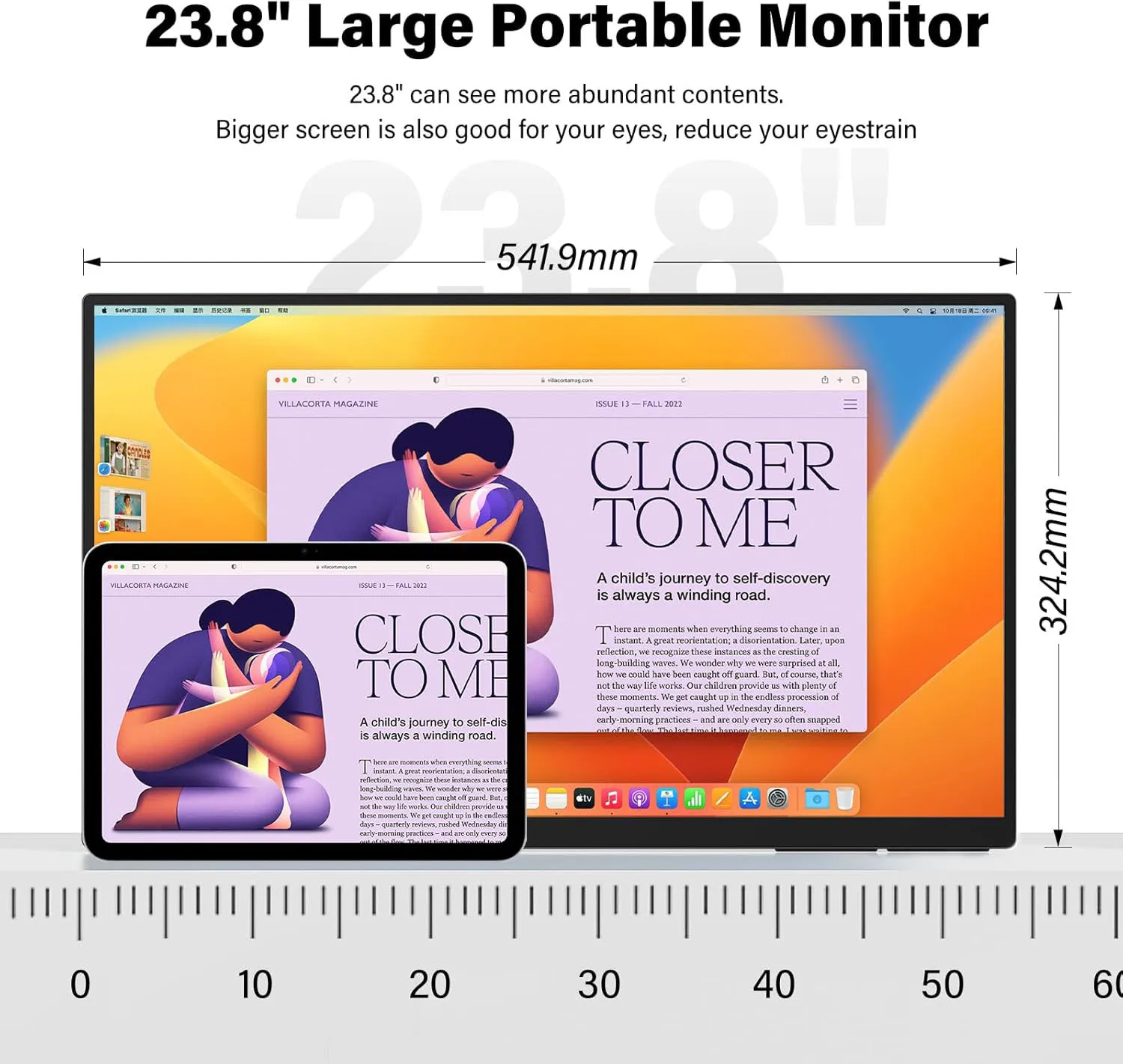 23.8 Inch 140Hz 2K Portable Monitor Type-C HDMI-Compatible For Laptop XBox PS4 / 5 Switch TV Box Cell Phone PC Extension Mobile