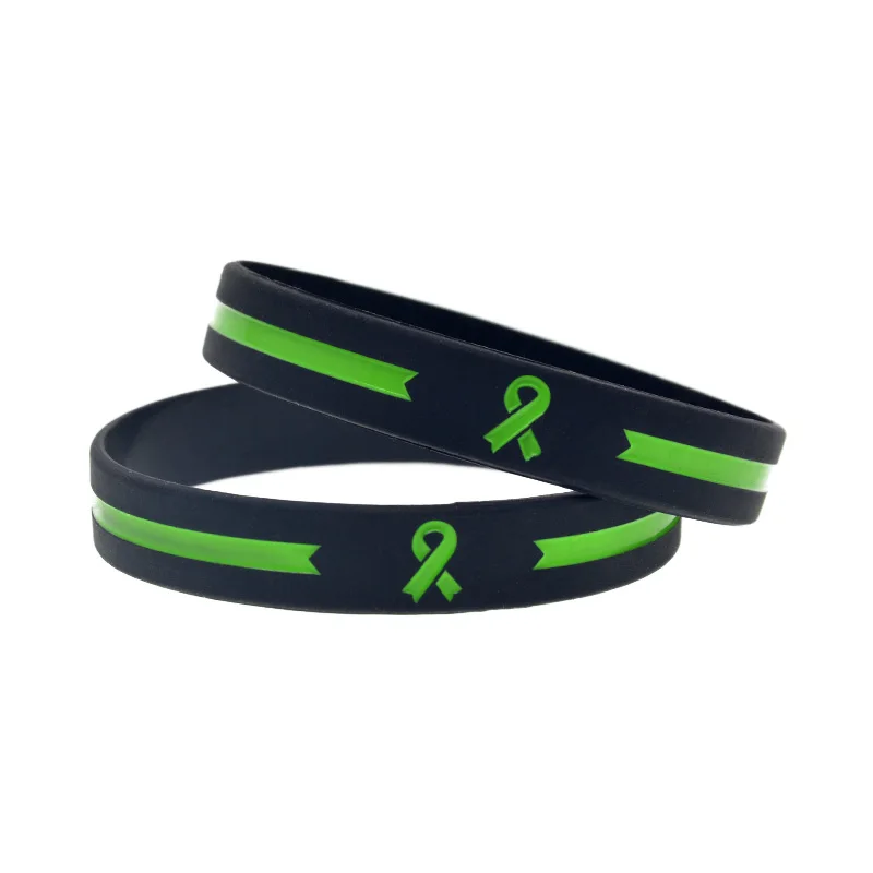 1 Stück/3 Stück gefülltes grünes Logo-Linienband Silikonarmband, einfache Dekoration, Bewusstseins-Gummiarmband, Unisex – Detail 5