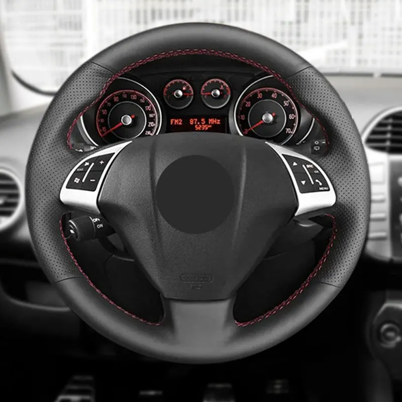 

For Fiat Bravo Doblo Grande Punto Linea Qubo Opel Combo Hand Braid Car Steering Wheel Cover Protection Perforated Leather Trim