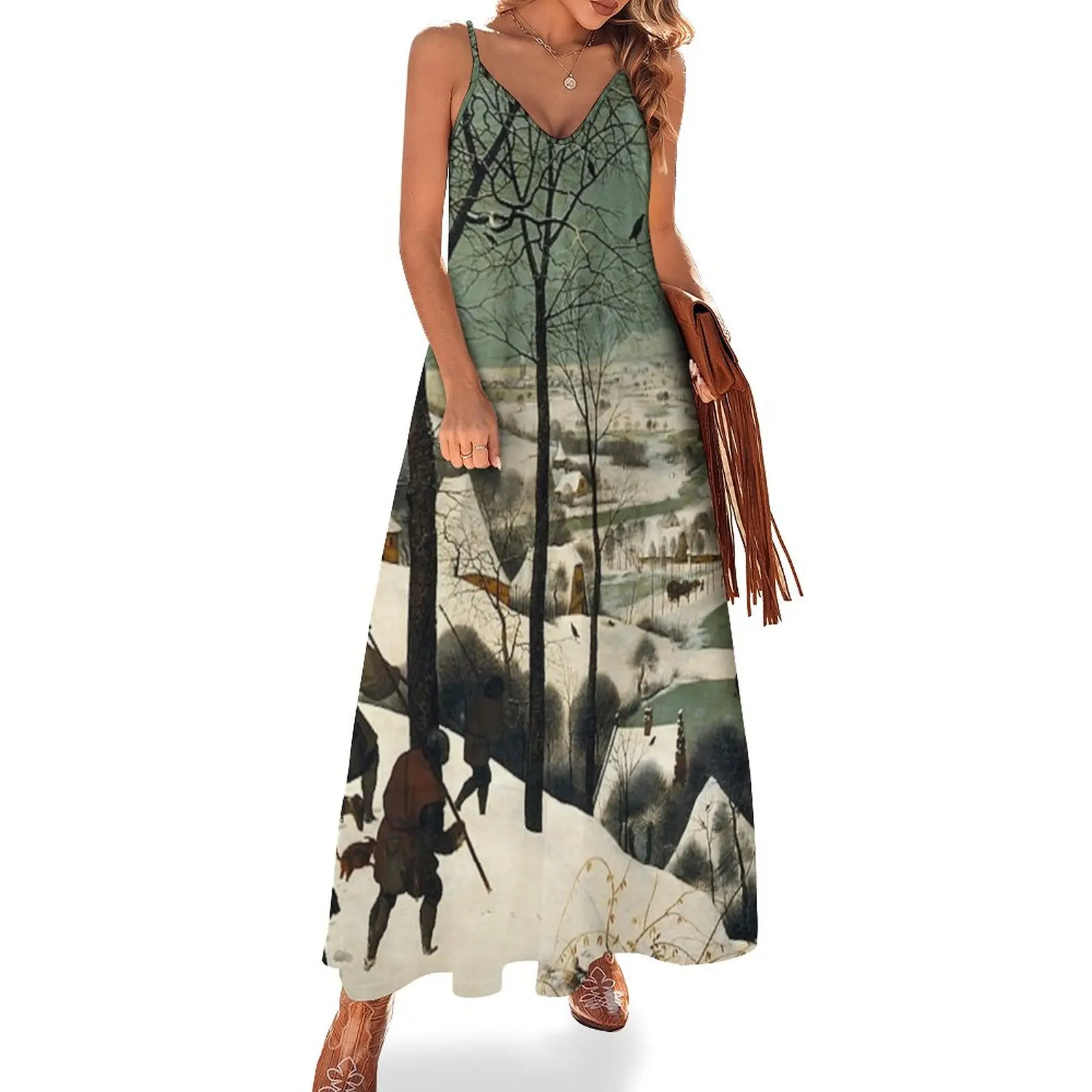 HUNTERS IN THE SNOW - BRUEGEL Sleeveless Dress summer woman dress 2024 women's clothing korea stylish