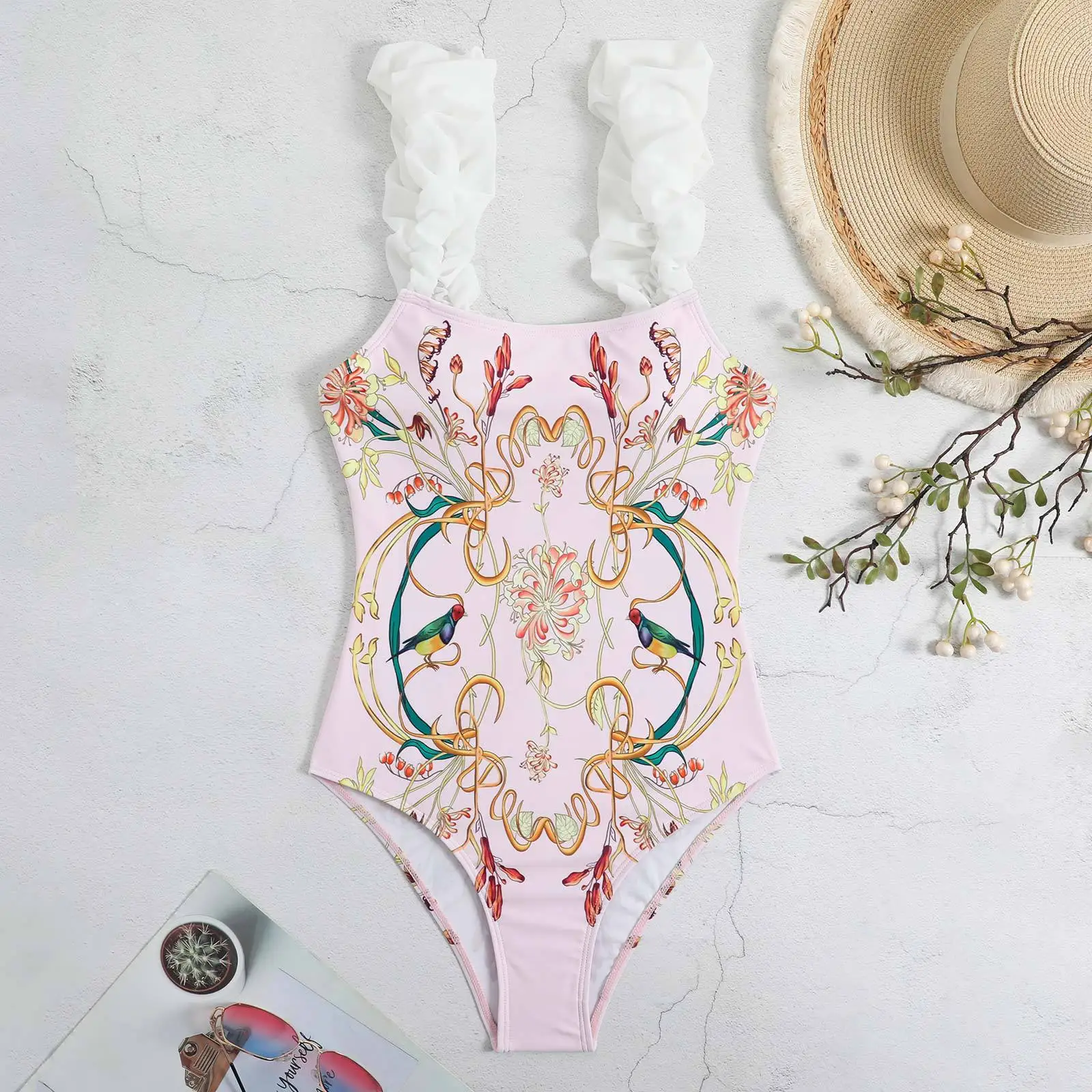 One Piece Bikini Swimsuit &Wrap Skirts 2024 New Summer Women Bowknot Retro Swimwear Luxury Elegant Brazilian Bathing Suit