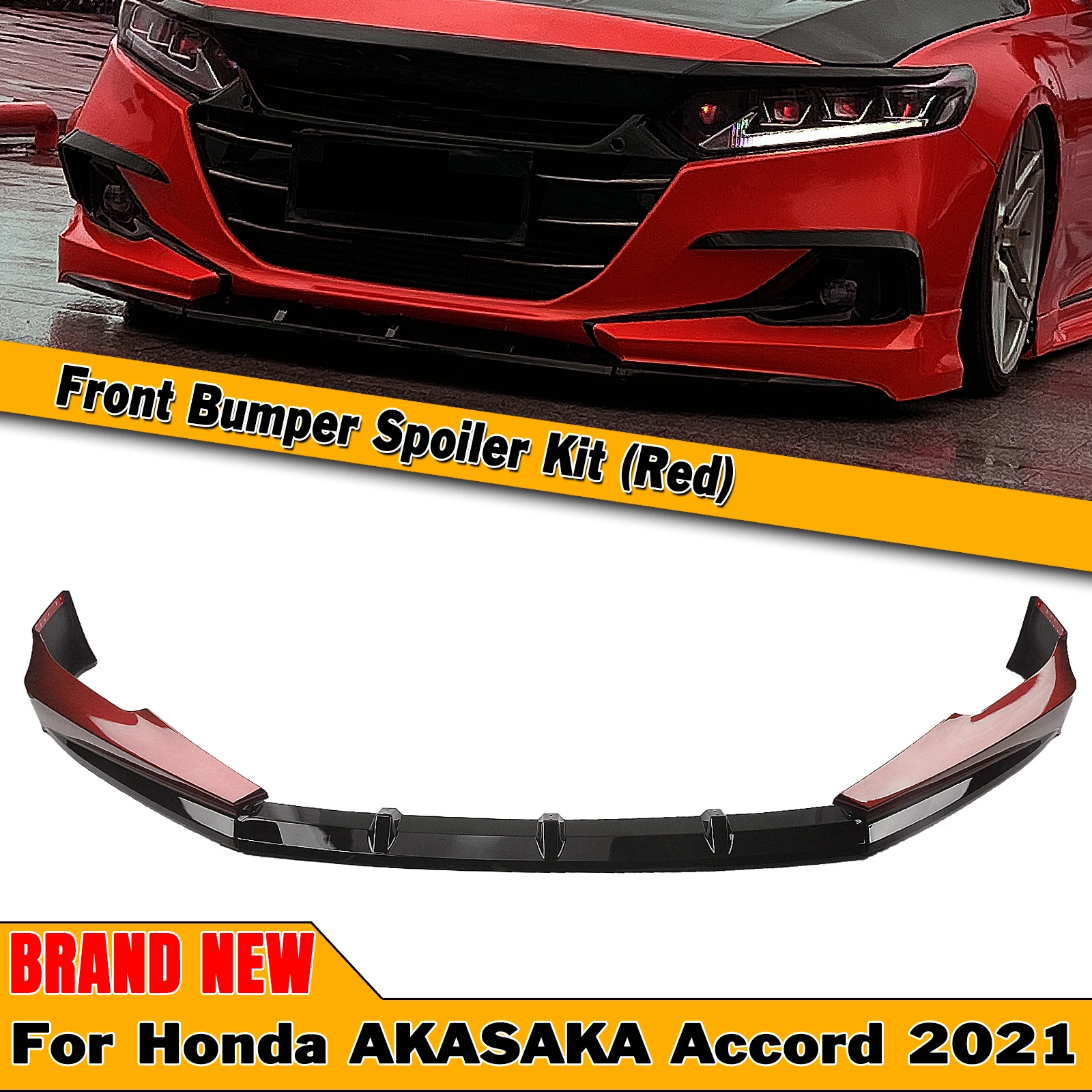 

AKASAKA Front Bumper Spoiler Lip For Honda Accord 2021 Car Lower Blade Body Protector Kit+Side Splitter Corner Lid Cover Canard