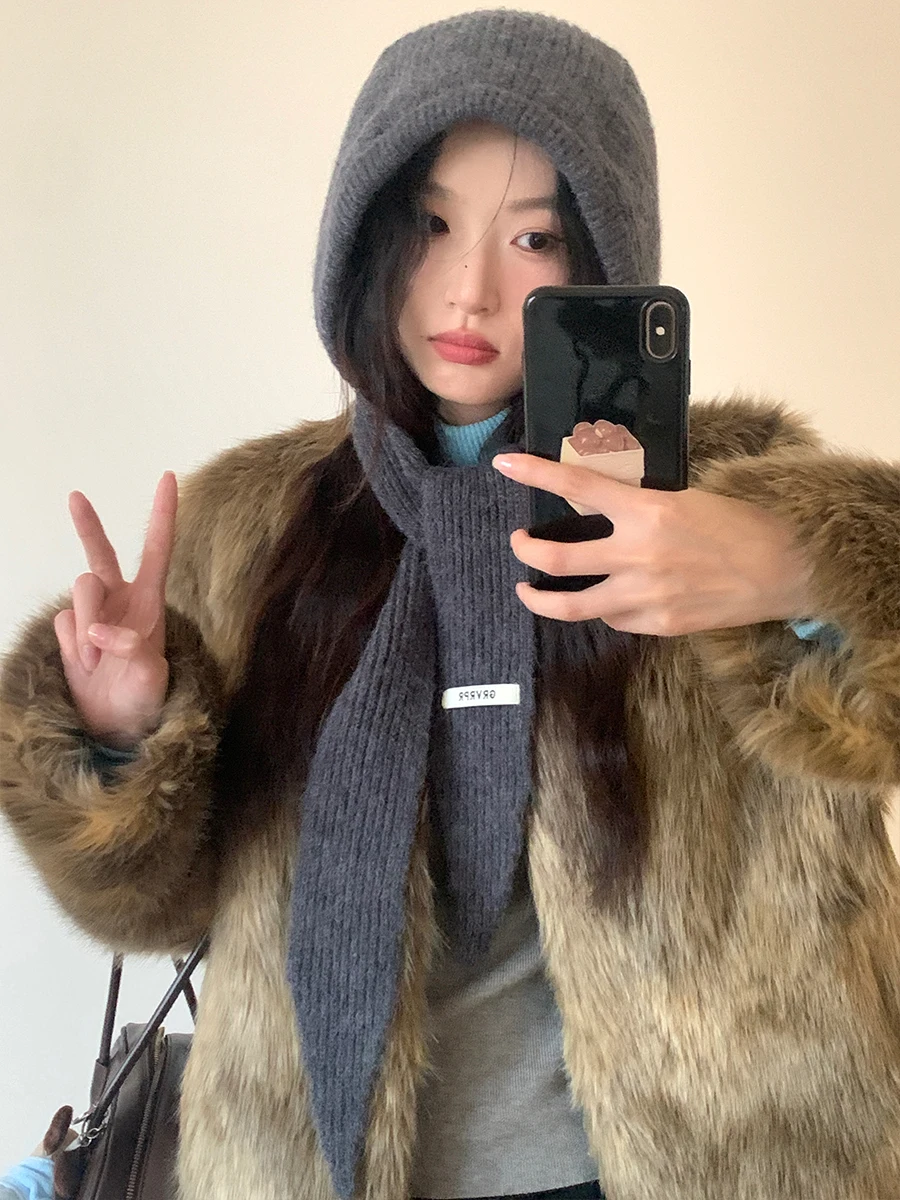 الصوفية عيد الميلاد السنة الجديدة قبعة حمراء وشاح قطعة واحدة المرأة الشتاء محبوك وشاح للرقبة مقنعين بالاكلافا