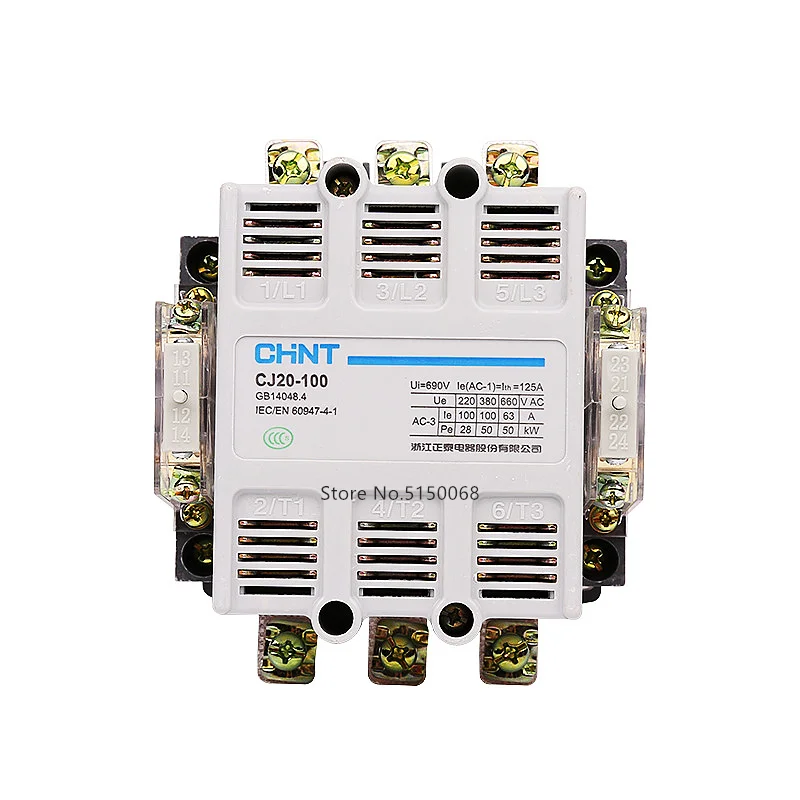 

CHINT CJ20-63 CJ20-100 CJ20-160 CJ20-250 CJ20-400 AC 220V 380V 63A 100A 160A 250A 630A Electric Magnetic 3 Phase AC Contactor