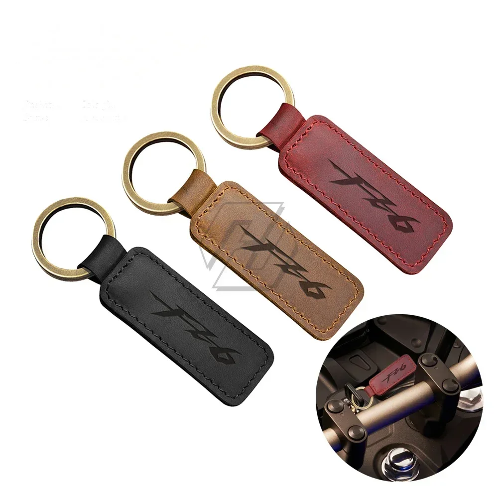 For Yamaha FZ6N FZ6S FZ6 Fazer Motorcycle Keychain Cowhide Key Ring