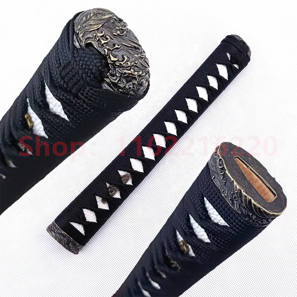 Empuñadura de aleación de Tsuka para Katana japonesa, accesorios de espada samurái japonesa, 26cm, Fuchi, Kashira, Menuki